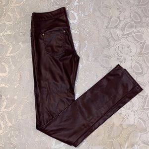 Seductions Sirens Burgundy/Brown Faux Leather Leggings